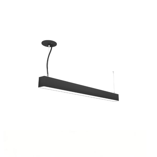 Sleek 3ft linear architectural light fixture in matte black with textured lens. This 36 inch architectural linear light by manufacturer Brandon Lighting provides even, glare-free illumination for commercial offices.