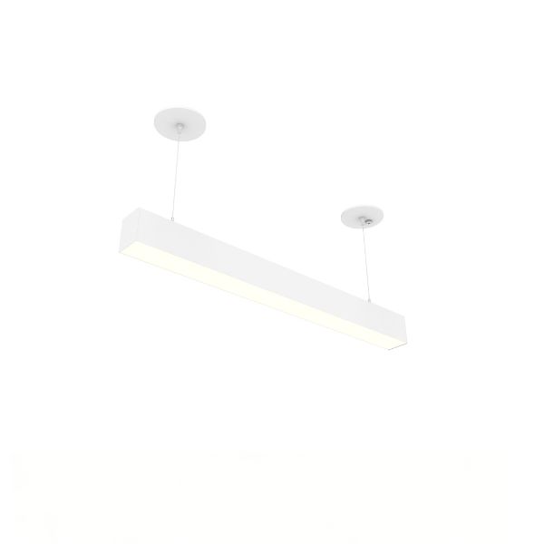Modern 3ft linear pendant light suspended over a contemporary office desk. A specification-grade 3 ft LED light fixture used for focused task lighting, supplied directly from the Brandon Lighting factory.