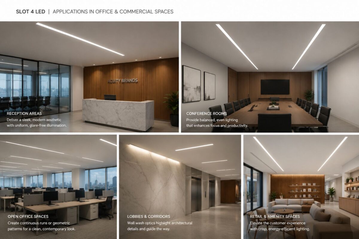 Slot 4 Series 4ft LED Recessed Linear Light applications