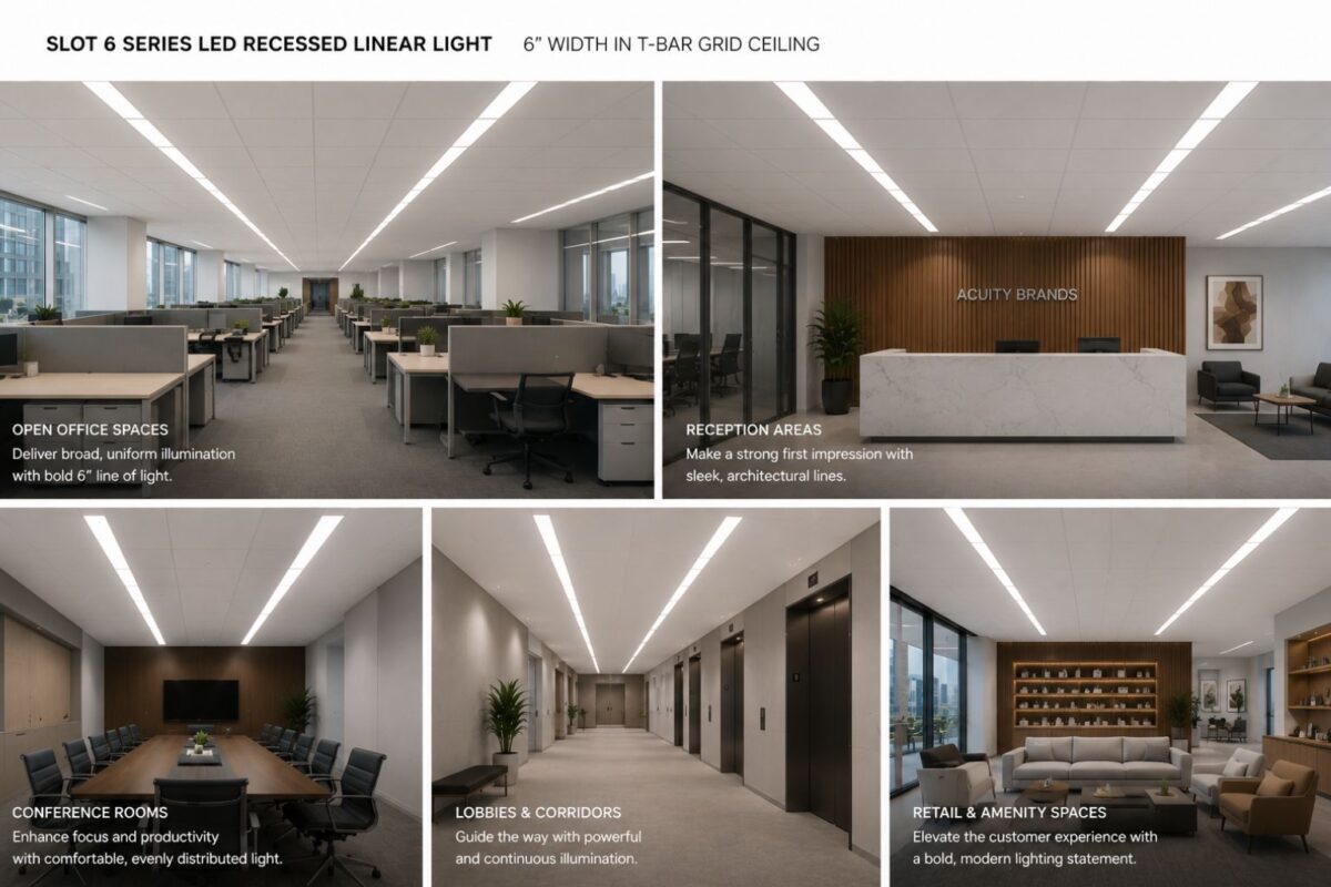 Slot 6 Series LED Recessed Linear Light applications
